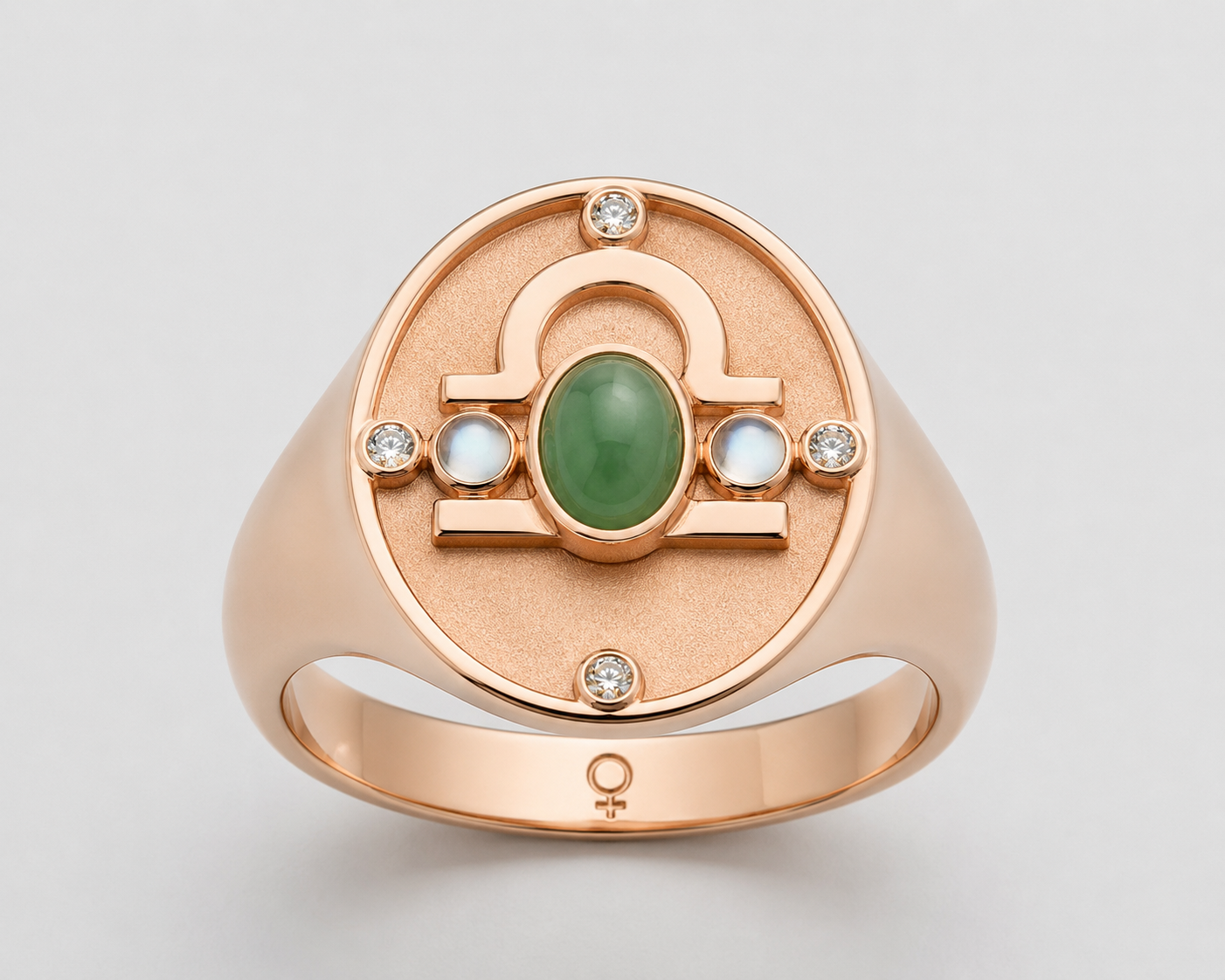 Libra Equilibrium Health Ring — 18K Rose Gold with Jade, Moonstone & Quartz 1