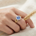 Devotion·Virgo Love Ring — 18K Gold Hexagonal Sapphire Ring | Astrological Fine Jewelry 1