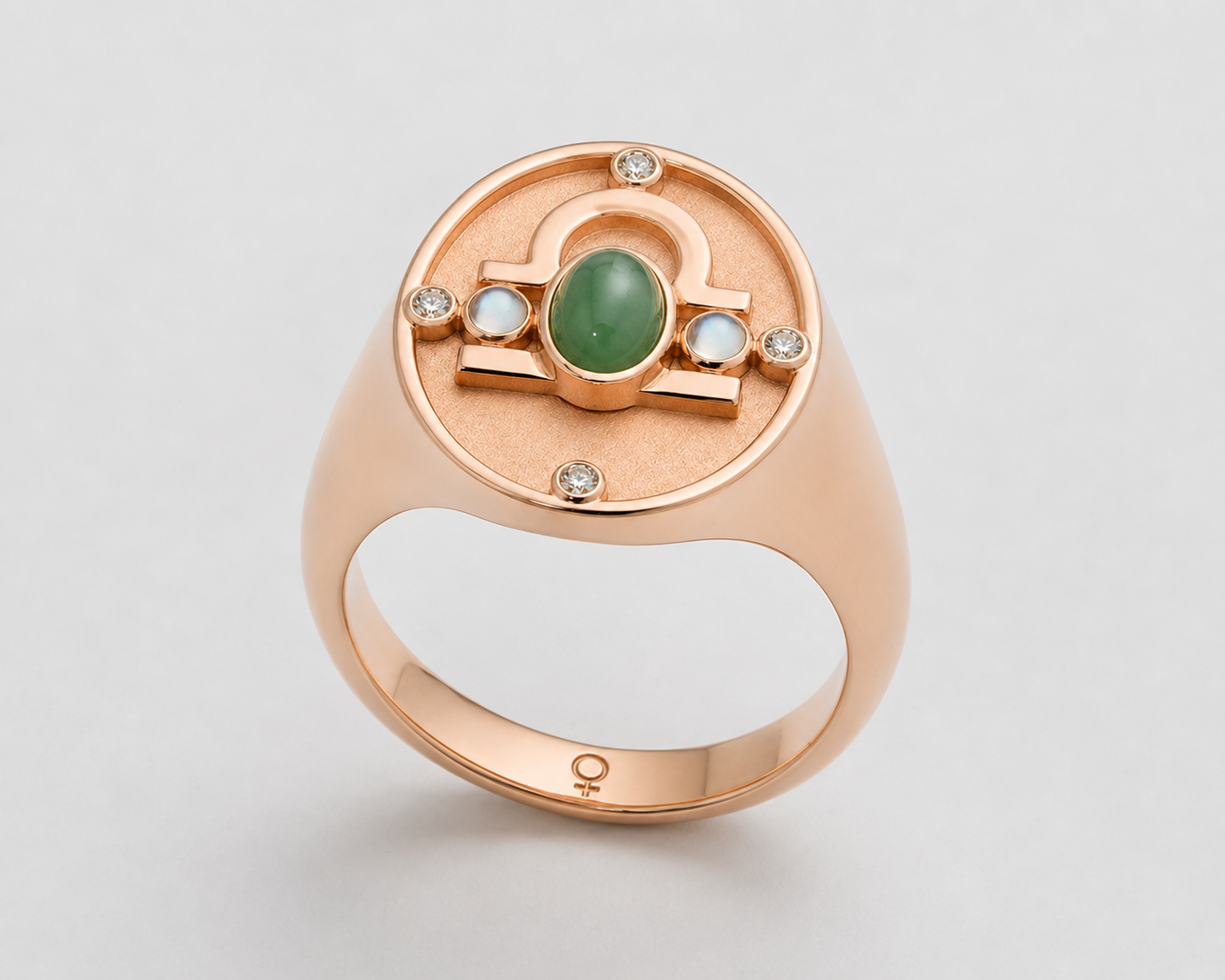 Libra Equilibrium Health Ring — 18K Rose Gold with Jade, Moonstone & Quartz 2