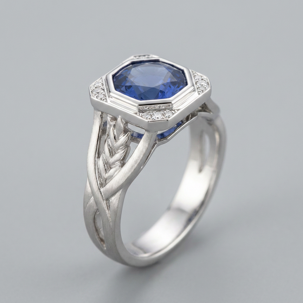 Devotion·Virgo Love Ring — 18K Gold Hexagonal Sapphire Ring | Astrological Fine Jewelry 2