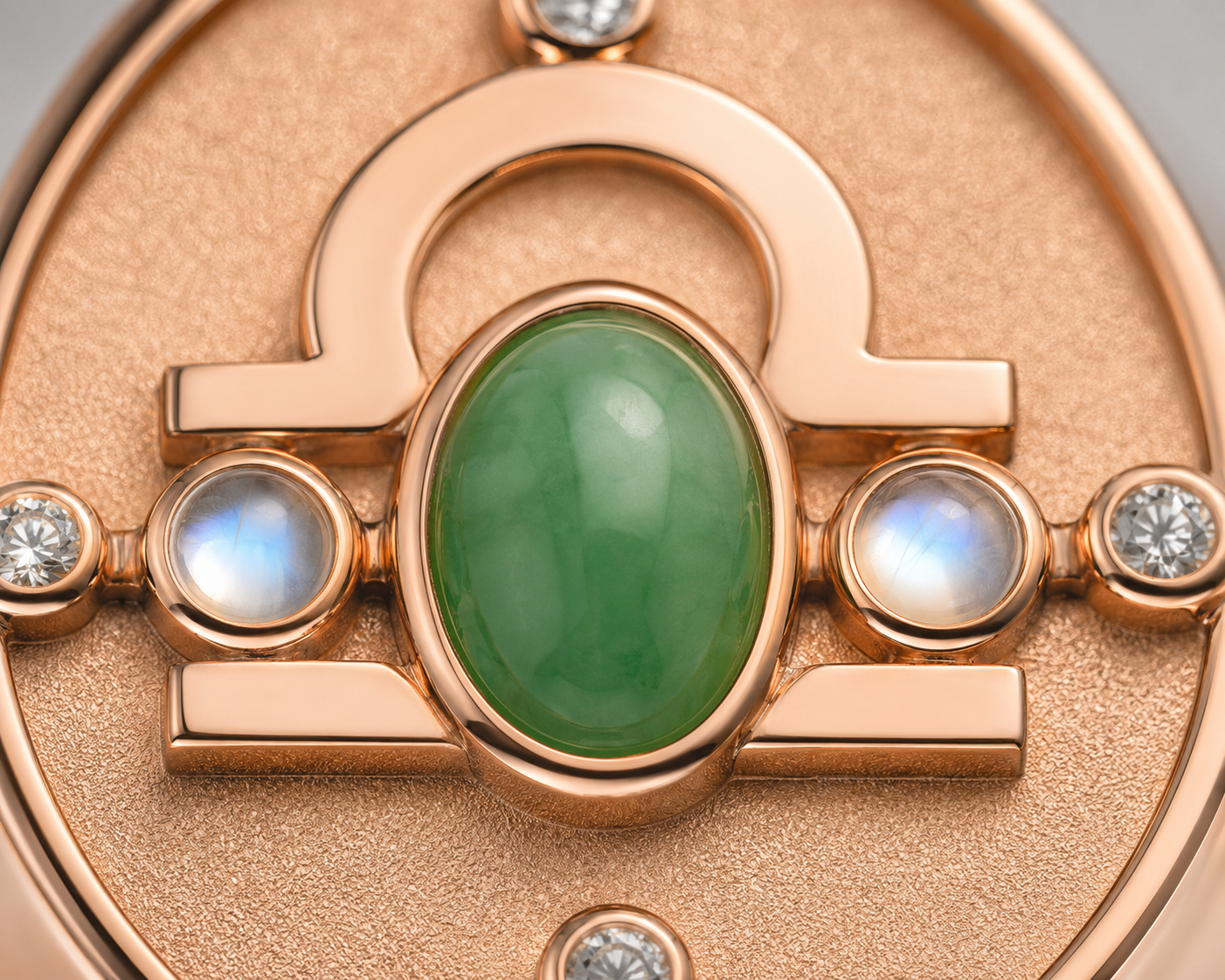 Libra Equilibrium Health Ring — 18K Rose Gold with Jade, Moonstone & Quartz 3