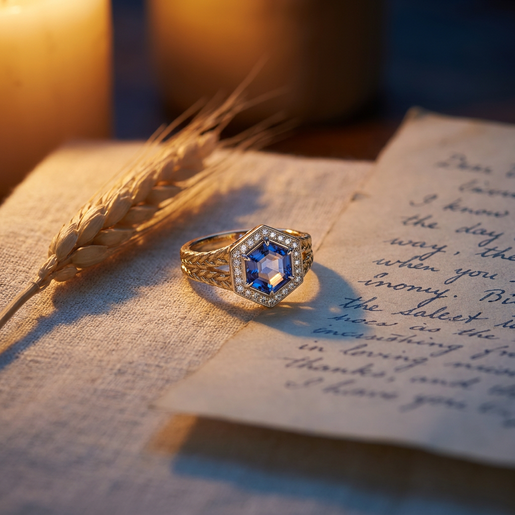 Devotion·Virgo Love Ring — 18K Gold Hexagonal Sapphire Ring | Astrological Fine Jewelry 4