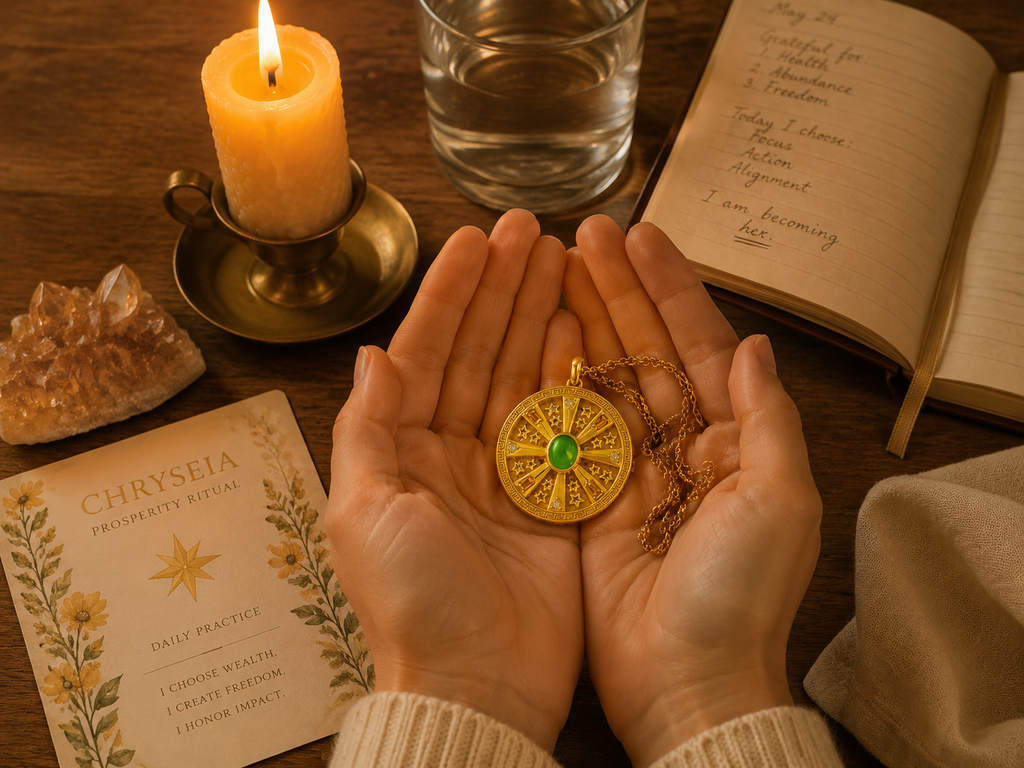 Chryseia — The Libra Golden Wheel Pendant 7